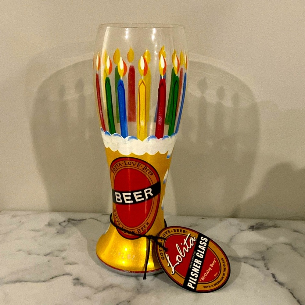 Lolita Pilsner Collection Birthday Beer Glass
22 oz Hand Painted New /no box